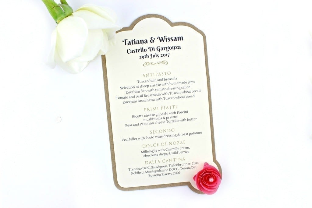 Boho Chic Wedding Menu Love Storey Weddings